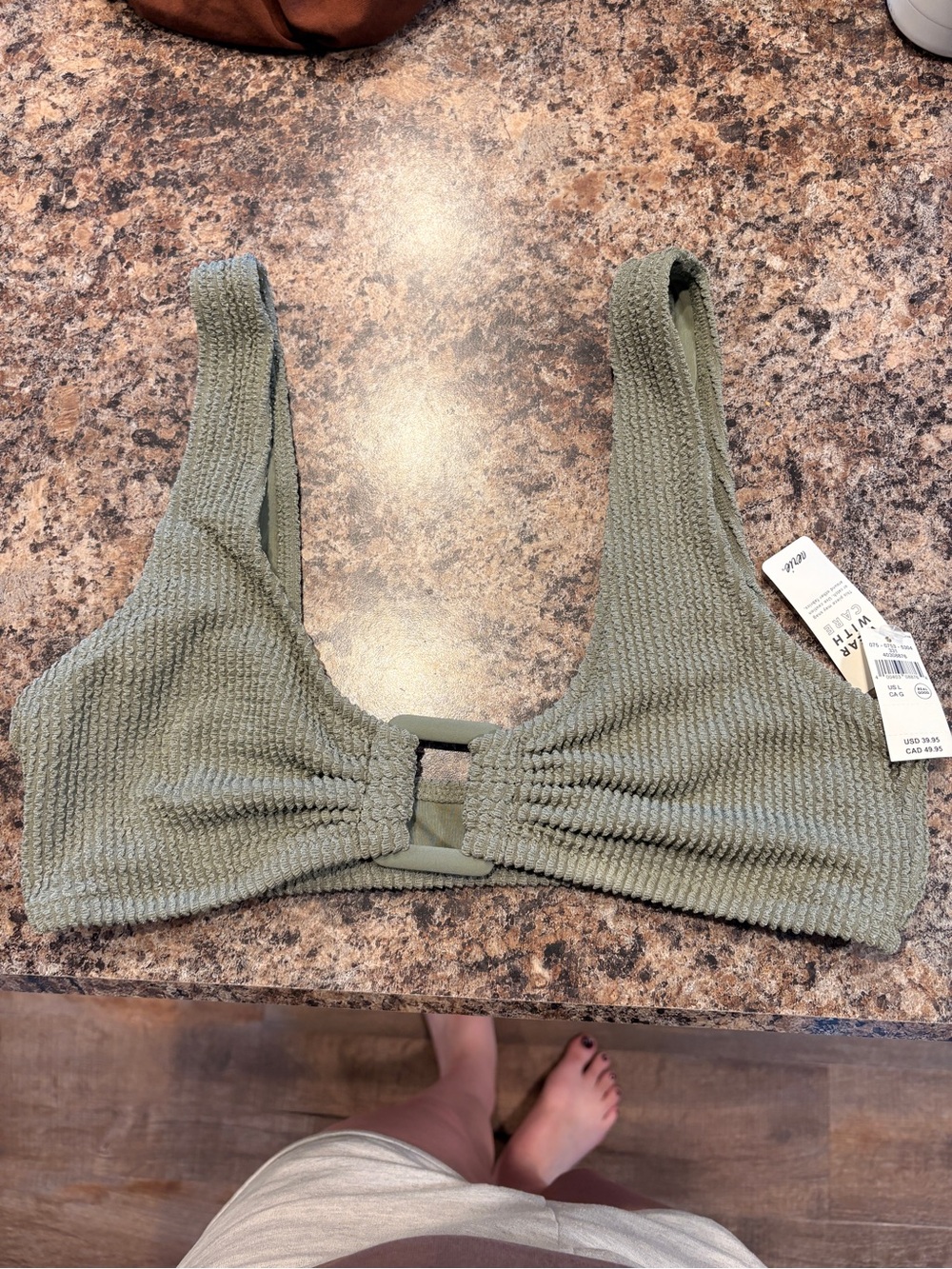 aerie Olive Green Textured Cutout Bralette